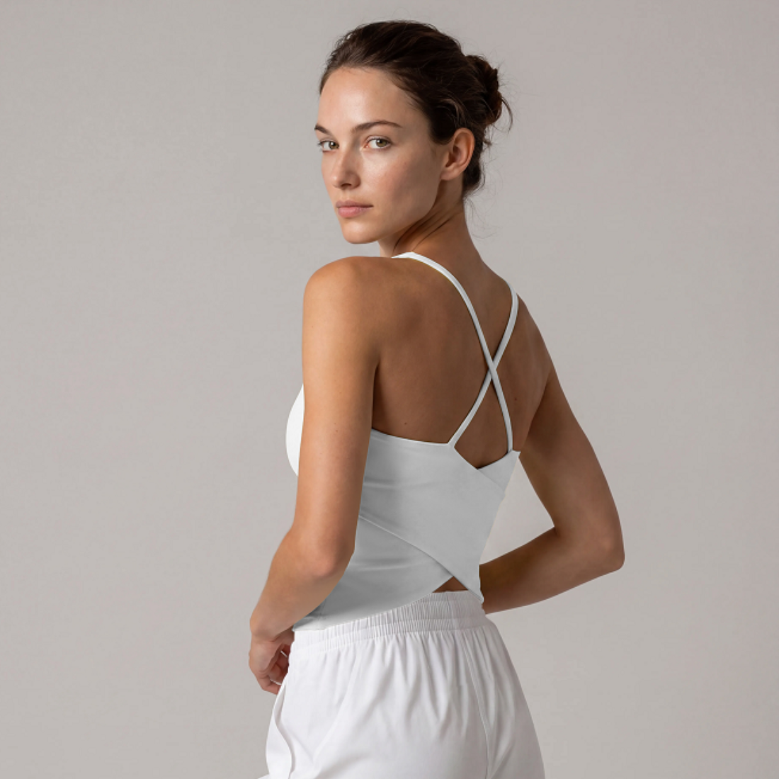 Women's V-neck  Crisscross Back Longline Sport Tank Top