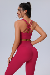 Women's Crisscross Back Sports Bra & Butt-Lifting Yoga Leggings Set