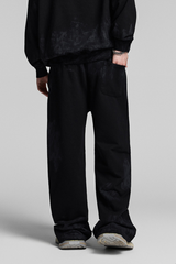 Distressed, worn-out straight-leg pants