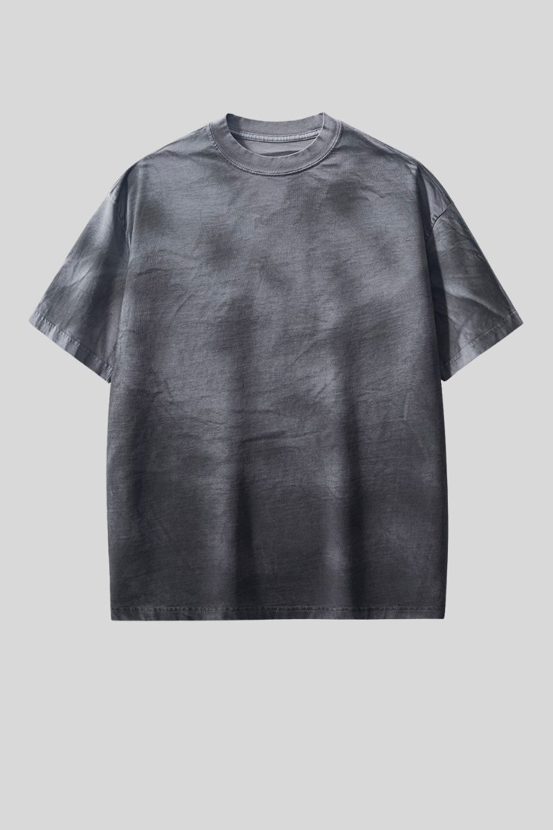 Unisex Washed Cotton Gradient Vintage Tee - Oversized Retro