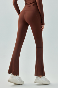 Women's Athletic High-Waisted Slim Fit Solid Flared Pants