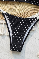 Women's Summer Thin Strap Vintage Polka Dot Beach Bikini Set