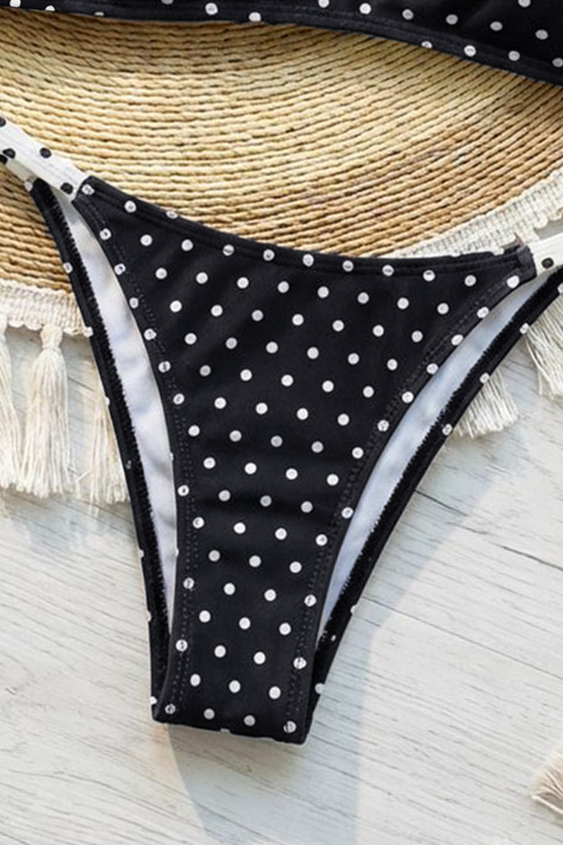 Women's Summer Thin Strap Vintage Polka Dot Beach Bikini Set