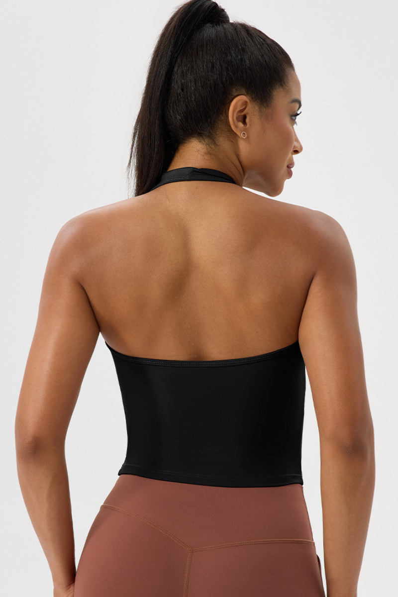 Women's Halterneck Deep V Backless Sports Tank Top