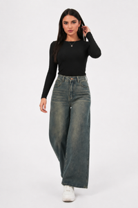 Women's Vintage High-Waisted Loose Wide-leg Jeans