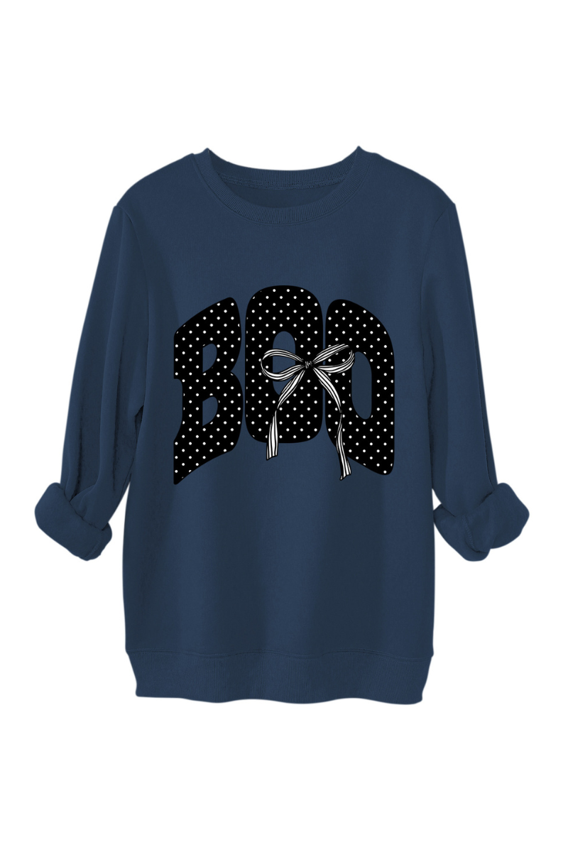 Women's Fall Boo Graphic Polka Dot Print Halloween Pullover