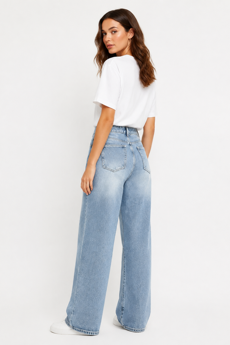 Women's Fall High Waist Loose Fit Wide Leg Jeans