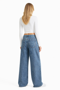 Women's 100% Cotton High Waist Straight Leg Jeans