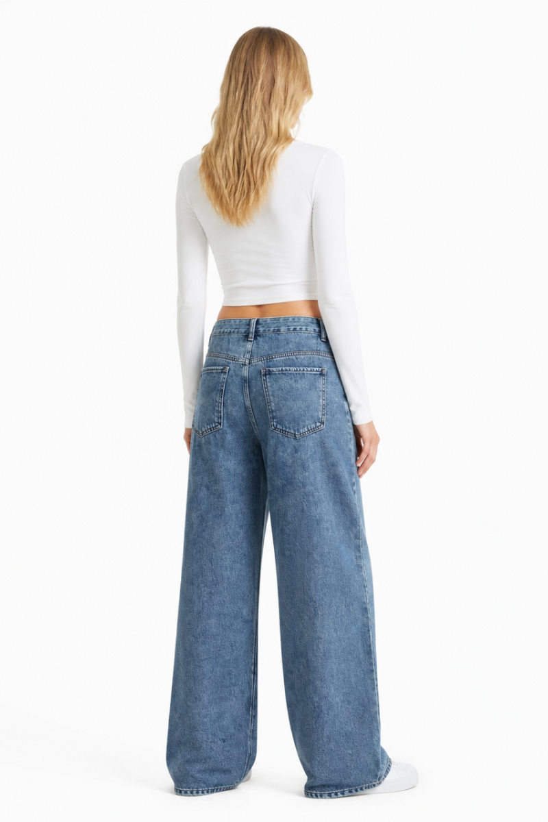Women's 100% Cotton High Waist Straight Leg Jeans