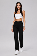 Women's Fall High Waisted Stretch  Straight Leg Jeans