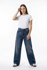 Women's Vintage Wash High Waist Straight Leg Jeans