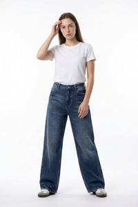 Women's Vintage Wash High Waist Straight Leg Jeans