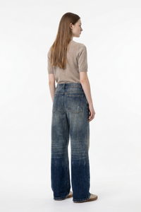 Women's Vintage Ripped High Waist Straight Leg Jeans