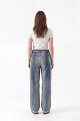 Women's High Waist Gradient Blue Wide Leg Jeans