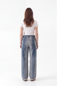 Women's High Waist Gradient Blue Wide Leg Jeans