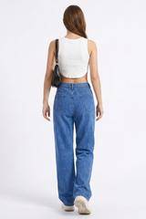 Women's Vintage Wash High Waist Straight Leg Jeans