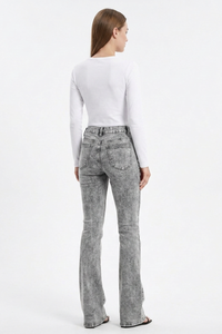 Women's High Waist Wash Slim Fit Flare Jeans