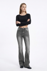 Women's Wash High Waist Stretch Slim Fit Flare Jeans