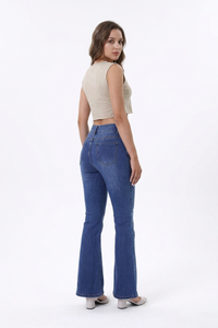 Women's High Waist Retro Stretch Flare Jeans