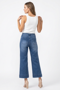 Women's Fall High Waist Wide Leg Cropped Jeans