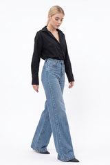 Women's Classic Wash High Waist Baggy Wide Leg Jeans