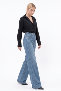 Women's Classic Wash High Waist Baggy Wide Leg Jeans