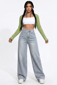 Women's High-Waisted Vintage Washed Baggy Wide-Leg Jeans