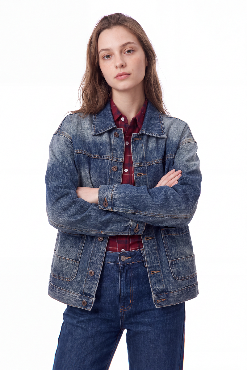 Women's Vintage Wash Relaxed Denim Jacket
