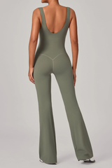 Women's Athletic U-neck Backless One-piece Jumpsuits