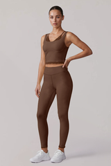Women's Pilates Lace Trim Cropped Tank Top And Leggings Sets