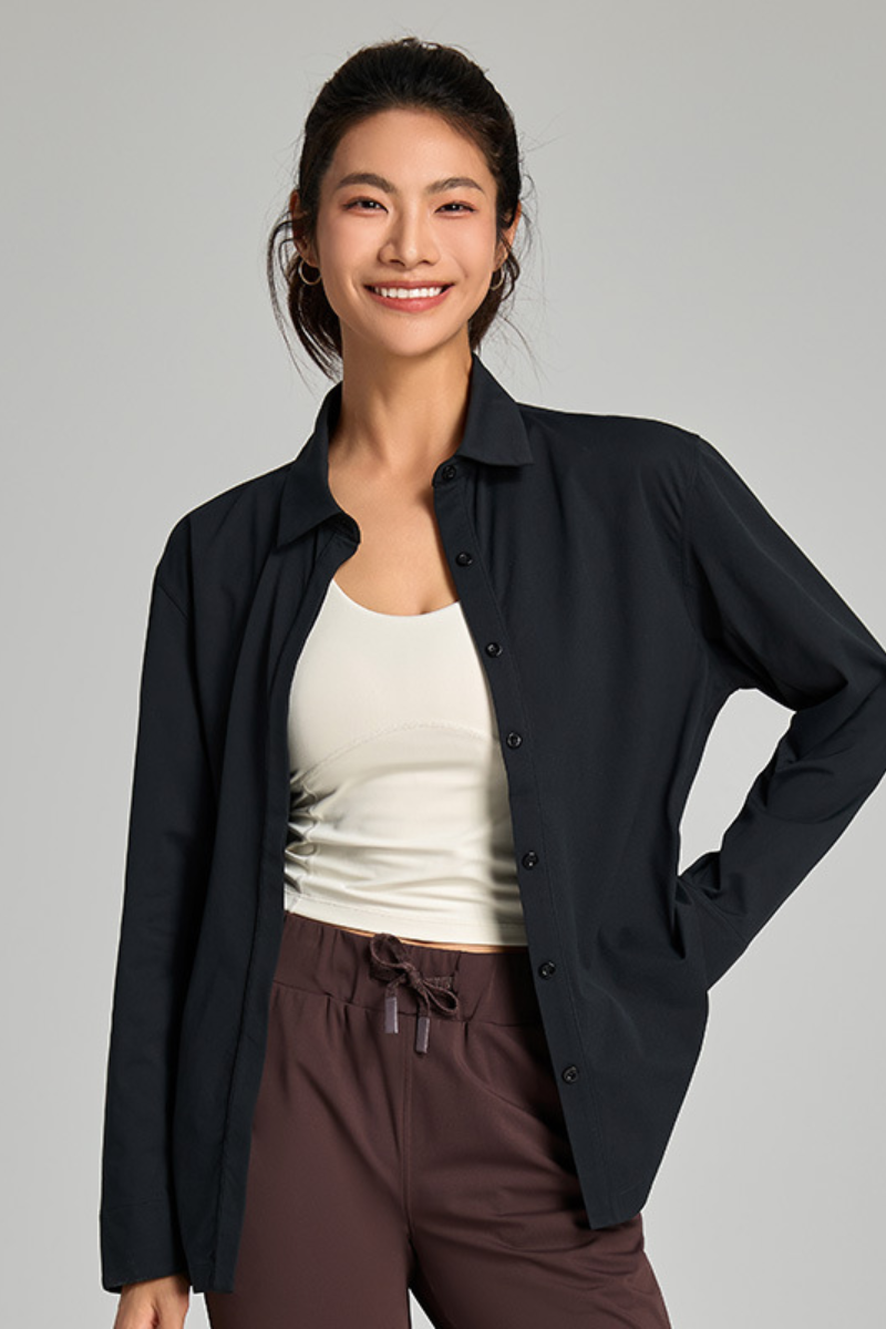 Women's Spring Loose-Fitting Curved Hem Quick Dry Shirt