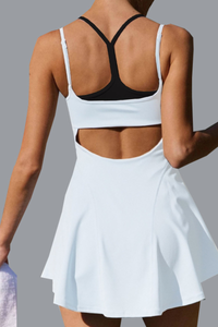Women's Fake Two-Piece Racerback Athletic Tennis Skirt
