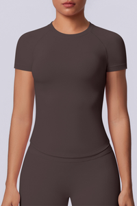 Women's Summer Seamless Solid High Stretch Breathable Tee