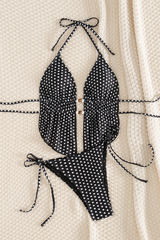 Women's Polka Halterneck Dot Backless Side Tie Tankini