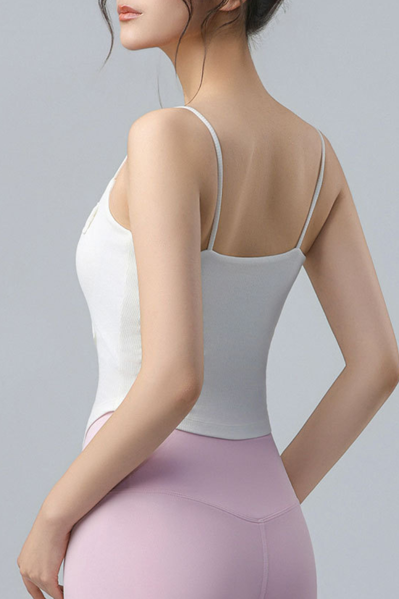 Women's Bow Decor Thin Strap Padded Yoga Cropped Cami