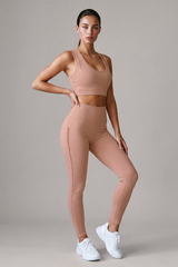 Women’s Double Strap Bra And Side Mesh Leggings Yoga Sets