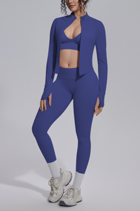 Women's Seamless Yoga Bra & Jacket & Leggings  3-Piece Set