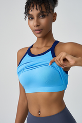 Long-sleeve, color-contrast sports bra