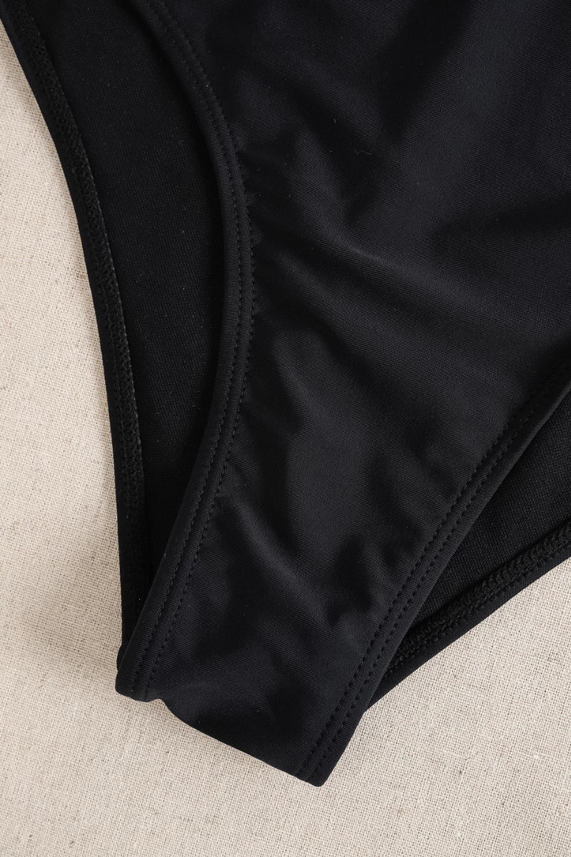 Women's V-Neck Waist Pleated Solid Slimming Swimsuit