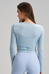 Women's Athletic One-piece Strap Long Sleeves Yoga Top