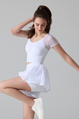 Women's Athleic Set:Faux Two-Piece T-shirt And Mini Skirt