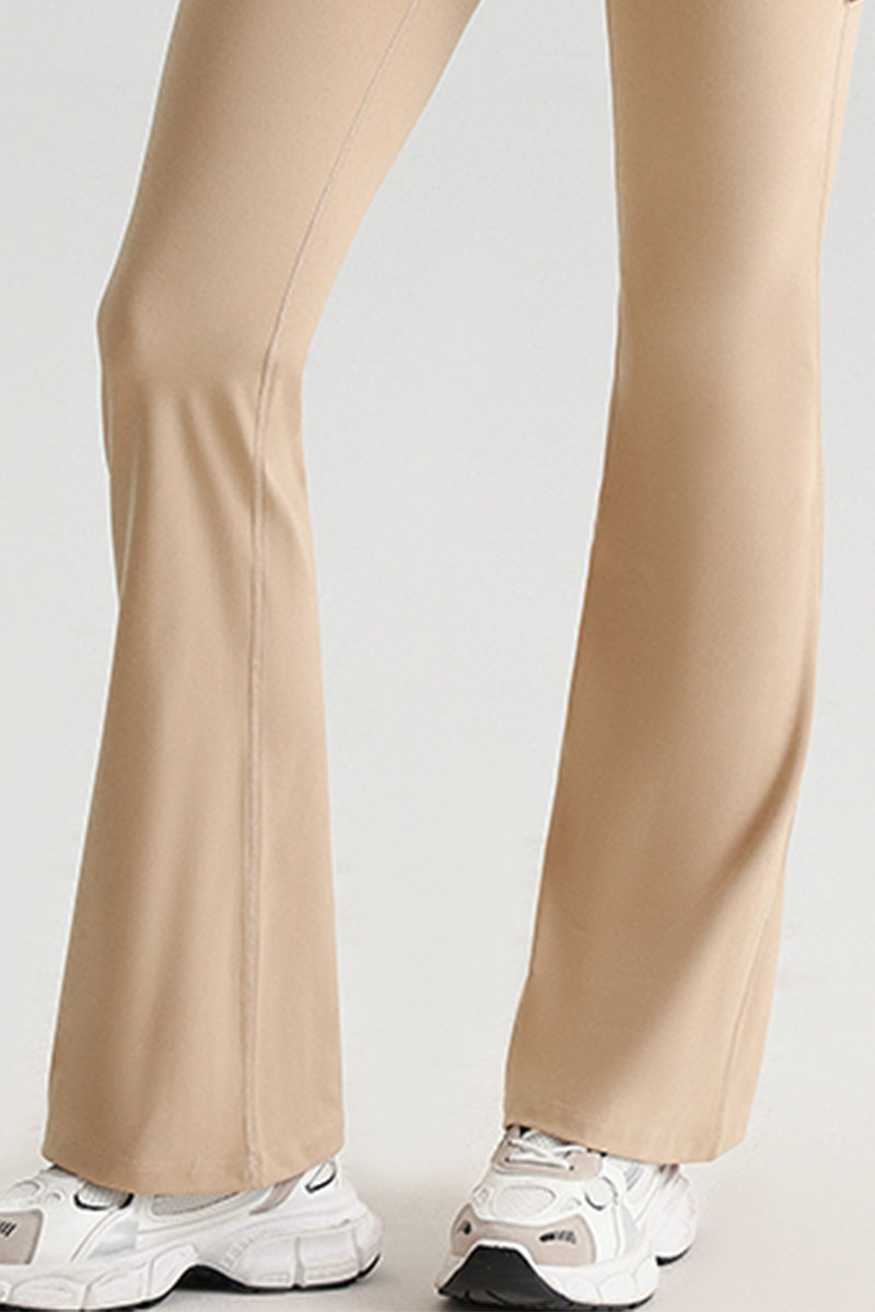 Women Cross Back Yoga Set: High Waisted No Pleat Seam Micro Wide Leggings + Pleated Crossover Camisole Bra