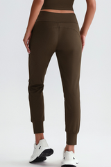 Leisure-style elastic-waist athletic pants