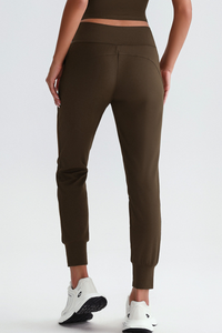 Leisure-style elastic-waist athletic pants