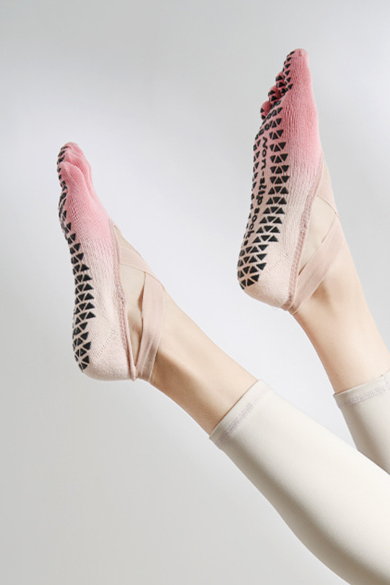 Women's Ombre Gradient Strappy Yoga Grip Five-Toe Socks