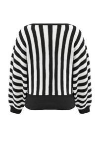 Women's Fall Cropped Color Block Striped Knit Sweater