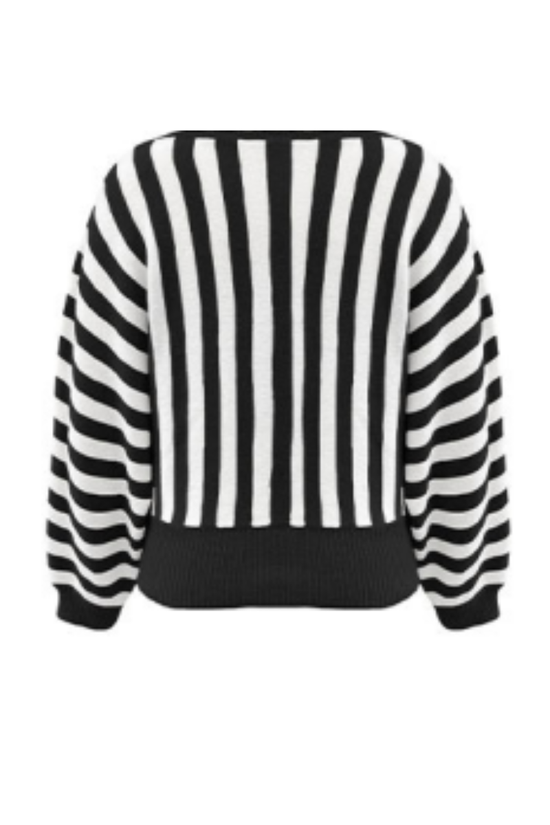 Women's Fall Cropped Color Block Striped Knit Sweater