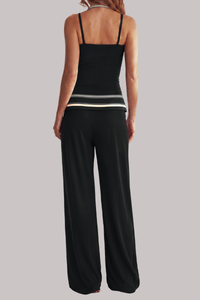 Women's Fall Vintage Halter Tank Top And Fold-Over Pant Sets