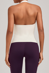 Women's Athletic Patchwork Backless Halterneck Tank Top