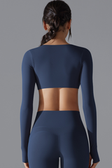 Women' Athletic Twist-Front V-Neck Long Sleeves T-shirt